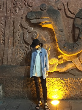 「Veil（ベール）のアイテム（帽子）」を使った、周啊呸さん（レディース・167cm）の秋コーディネート