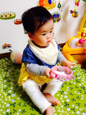 「PUAL CE CIN（ピュアルセシン）のアイテム」を使った、あぴさん（キッズ・60cm）の春コーディネート
