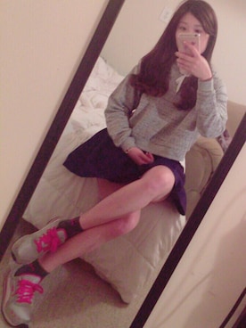 「H&M（エイチ・アンド・エム）のアイテム（パーカー、グレー系）」を使った、Anneさん（レディース）の春コーディネート