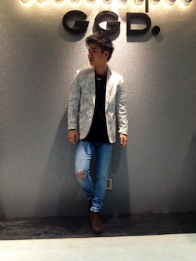 「GGD（ジージーディー）のアイテム（ジャケット/アウター）」を使った、GRAND GLOBALさん（メンズ・165cm）の春コーディネート