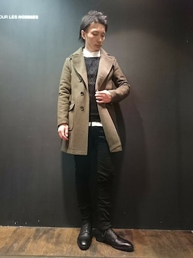 「カーキアウター」｜「アイテム（ジャケット/アウター）」を使った、TAKAHISAさん（メンズ・174cm）の秋コーディネート