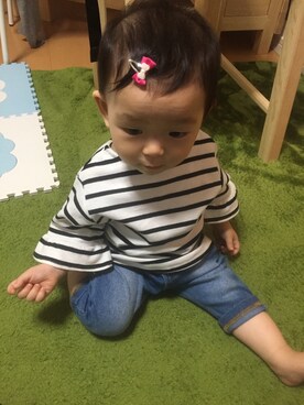 「娘」｜「アイテム（Tシャツ/カットソー）」を使った、さちゃんさん（キッズ・80cm）の秋コーディネート