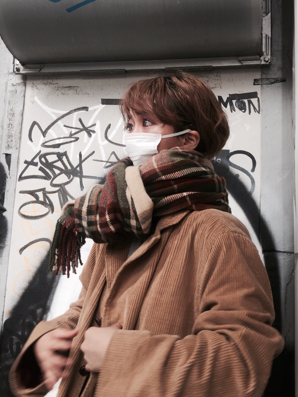 「ootd、outfit、tommyhilfiger、WEGO、おバーサイズ、ベージュ」｜「TOMMY HILFIGERのアイテム（チェスターコート、ブラウン系）」を使った、よよちゃんさん（レディース・163cm）の秋コーディネートの1枚目の写真