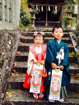 「アイテム（浴衣、グリーン系）」を使った、Anna  さん（キッズ・90cm）の秋コーディネート