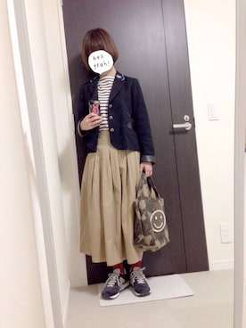 「BEAMS BOY（ビームスボーイ）のアイテム（テーラードジャケット）」を使った、みぃ☆さん（レディース・155cm）の秋コーディネート