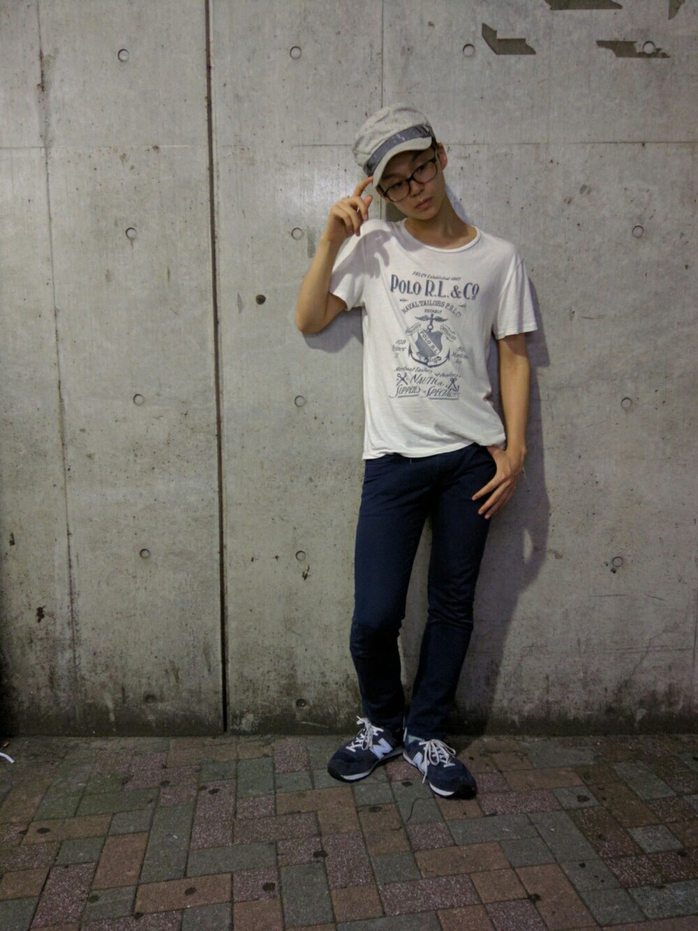 「さわやかコーデ、シンプル、EBISU536、New Balance、コメントありがとー！、会えるまで頑張るのだ」｜「cap＆tomatoのアイテム（キャップ、ホワイト系）」を使った、REIさん（メンズ・175cm）の夏コーディネートの1枚目の写真