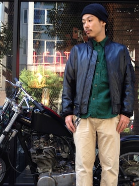 「schott（ショット）のアイテム（MA-1）」を使った、Junpeiさん（メンズ・166cm）の秋コーディネート