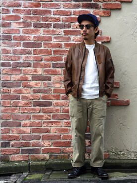「schott（ショット）のアイテム（MA-1）」を使った、Junpeiさん（メンズ・166cm）の秋コーディネート