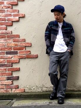 「Schott（ショット）のSchott/ショット/TC WORK PANTS/ティーシー ワーク パンツ（チノパンツ）」を使った、Junpeiさん（メンズ・166cm）の秋コーディネート