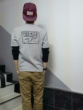 「RADIALL（ラディアル）のアイテム（キャップ）」を使った、Y.A.a.m.さん（メンズ・174cm）の春コーディネート