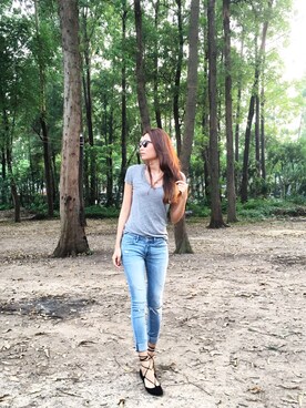 「STEVE MADDEN（スティーブマデン）のアイテム（その他シューズ）」を使った、Chaylen さん（レディース・173cm）の春コーディネート