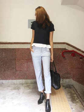 「business casual」｜「アイテム（ブーティ）」を使った、Chaylen さん（レディース・173cm）の秋コーディネート