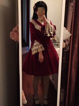 「lolitafashion」｜「アイテム（ダウンジャケット/コート）」を使った、FFFTsubakiさん（レディース・172cm）の冬コーディネート