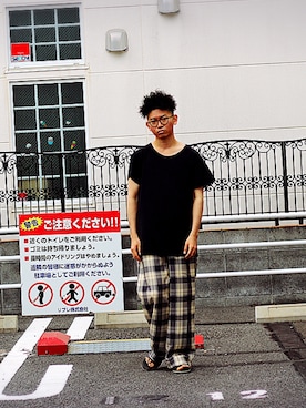 「NEIL BARRETT（ニールバレット）のアイテム（サンダル）」を使った、まちゃち@Epic.さん（メンズ・170cm）の夏コーディネート