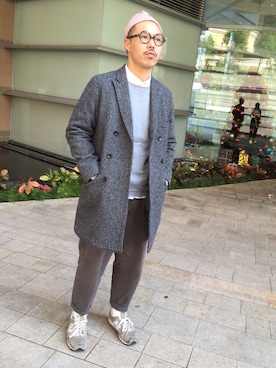 「COS（コス）のアイテム（ニットキャップ/ビーニー）」を使った、Tim Cさん（メンズ・178cm）の冬コーディネート