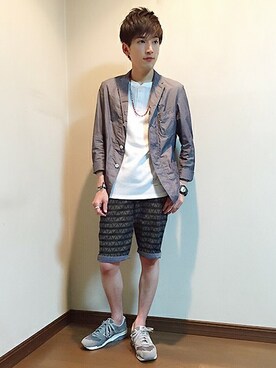 「FREDY&GLOSTER（フレディアンドグロスター）のアイテム（Tシャツ/カットソー）」を使った、マサくんさん（メンズ・173cm）の夏コーディネート