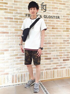 「FREDY&GLOSTER（フレディアンドグロスター）のアイテム（Tシャツ/カットソー）」を使った、マサくんさん（メンズ・173cm）の夏コーディネート