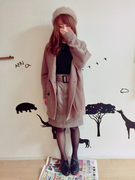 「PAGEBOY（ページボーイ）のアイテム（ピーコート）」を使った、ゆうこさん（レディース・152cm）の秋コーディネート