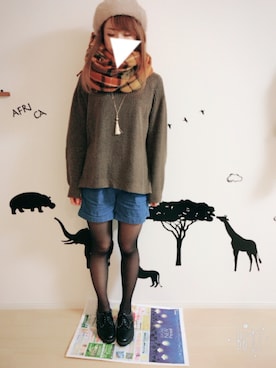 「me（ミイ）のアイテム（パンツ）」を使った、ゆうこさん（レディース・152cm）の秋コーディネート