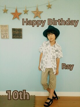 「RAD CUSTOM（ラッドカスタム）のアイテム（帽子）」を使った、elenaさん（キッズ・130cm）の夏コーディネート