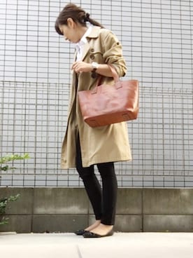 「仕事コーデ」｜「アイテム（トレンチコート）」を使った、yumikoさん（レディース・154cm）の秋コーディネート
