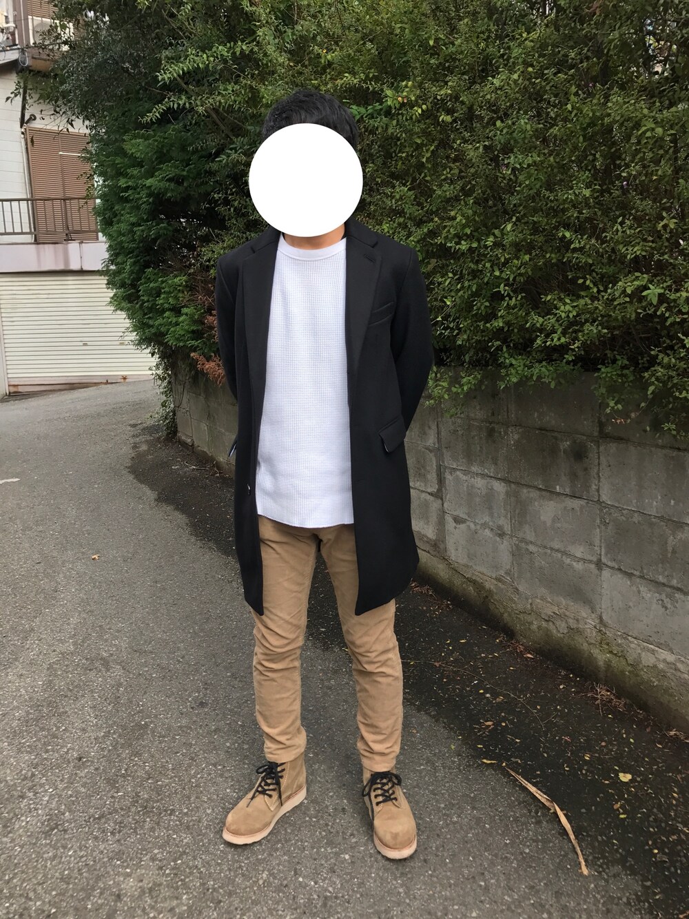 「BEAUTY&YOUTH UNITED ARROWSの【WEB限定】by ∴  LODEN チェスターコート（チェスターコート、ブラック系）」を使った、こやまたいきさん（メンズ・164cm）の秋コーディネートの1枚目の写真