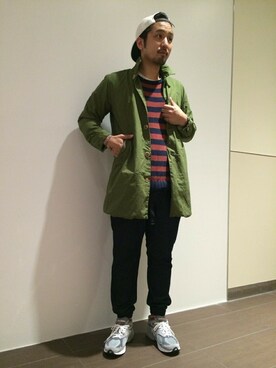 「大阪」｜「アイテム（ステンカラーコート）」を使った、Funachangさん（メンズ・177cm）の秋コーディネート