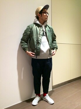 「WILD THINGS（ワイルドシングス）のアイテム（ミリタリージャケット）」を使った、Funachangさん（メンズ・177cm）の秋コーディネート