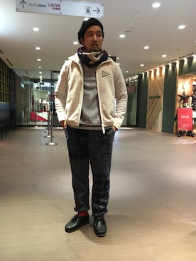 「and wander（アンドワンダー）のアイテム（ブルゾン）」を使った、Funachangさん（メンズ・177cm）の冬コーディネート