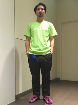 「and wander（アンドワンダー）のアイテム（パンツ）」を使った、Funachangさん（メンズ・177cm）の夏コーディネート