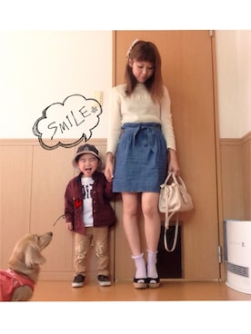 「NOMINE（ノミネ）のアイテム」を使った、ISA MIYUKIさん（キッズ・90cm）の春コーディネート