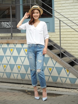 「NETSTAR（ネットスター）のアイテム（パンツ）」を使った、netstarさん（レディース・167cm）の夏コーディネート