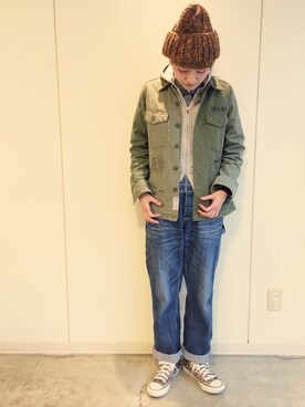 「コンバース（オールスター）」｜「アイテム（ジャケット/アウター）」を使った、RENAさん（レディース・159cm）の冬コーディネート
