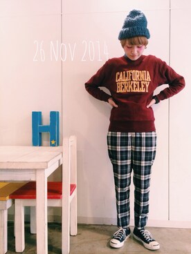 「スウェット×シャツ」｜RENAさん（レディース・159cm）の秋コーディネート