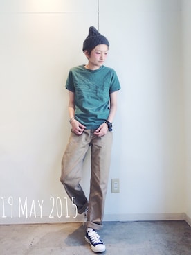「Tシャツ×チノパン」｜RENAさん（レディース・159cm）の春コーディネート
