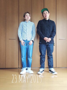 「BEDWIN（ベドウィン）のアイテム（パンツ）」を使った、RENAさん（レディース・159cm）の春コーディネート