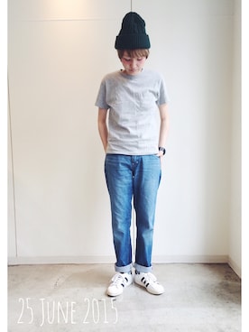 「BEDWIN（ベドウィン）のアイテム（パンツ）」を使った、RENAさん（レディース・159cm）の夏コーディネート