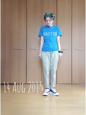 「Tシャツ×チノパン」｜RENAさん（レディース・159cm）の夏コーディネート