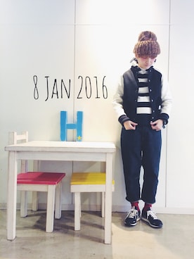 「override 」｜「アイテム（スタジャン）」を使った、RENAさん（レディース・159cm）の冬コーディネート