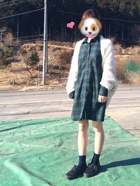 「Honeys（ハニーズ）のアイテム（カバーオール）」を使った、のんさん（レディース・154cm）の冬コーディネート