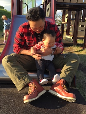 「RED WING SHOES（レッドウィング）のアイテム（ブーツ）」を使った、@.mioさん（キッズ・90cm）の秋コーディネート
