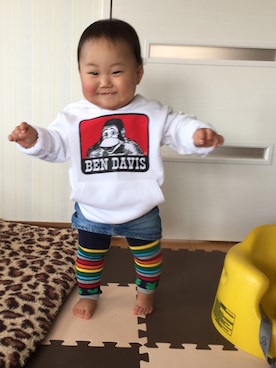 「BEN DAVIS（ベンデイビス）のアイテム（パーカー）」を使った、@.mioさん（キッズ・90cm）の秋コーディネート