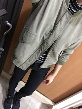 「no brand（ノーブランド）のアイテム（ブルゾン）」を使った、@.mioさん（キッズ・90cm）の秋コーディネート