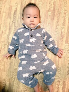 「Carter's（カーターズ）のアイテム（サロペット/オーバーオール）」を使った、Minato★さん（キッズ・60cm）の秋コーディネート
