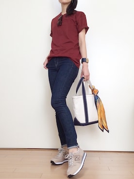 「UNIQLO（ユニクロ）のWOMEN ウルトラストレッチジーンズ（デニムパンツ）」を使った、まつてんさん（レディース・163cm）の夏コーディネート