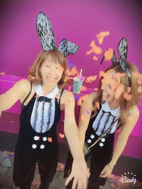 「楽天のアイテム（サロペット/オーバーオール、ブラック系）」を使った、Non'sさん（レディース・153cm）の秋コーディネート