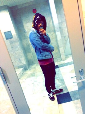 「Bape」｜「アイテム（デニムジャケット）」を使った、takenobuさん（メンズ・176cm）の冬コーディネート