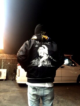 「Bape」｜「アイテム（ミリタリージャケット）」を使った、takenobuさん（メンズ・176cm）の冬コーディネート
