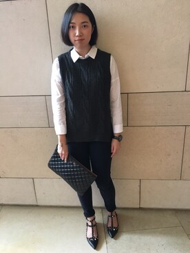 「VALENTINO（ヴァレンティノ）のアイテム（ドレスシューズ）」を使った、니콜さん（レディース・160cm）の冬コーディネート