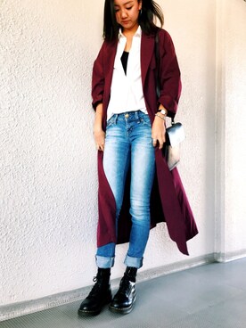 「スキッパーシャツ」｜「アイテム（その他アウター）」を使った、iori さん（レディース・166cm）の秋コーディネート